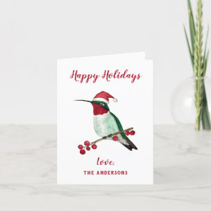 Custom Santa Hummingbird Holiday Card