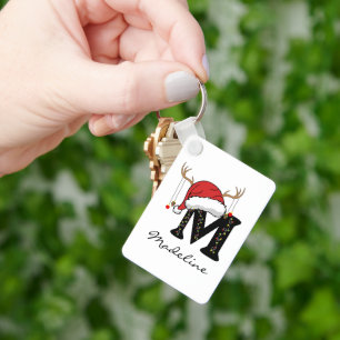 Custom Santa Monogram Keychain for Teachers
