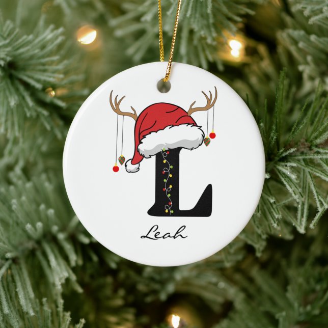 Custom Santa Monogram Ornament for Friends & Moms (Tree)