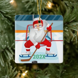 Custom Santa Playing Hockey