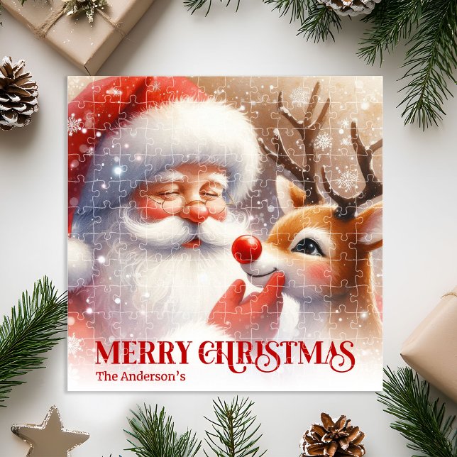 Custom Santa Rudolph Cute Christmas Jigsaw Gift Puzzle (Custom Santa Rudolph Cute Christmas Jigsaw for Kids)