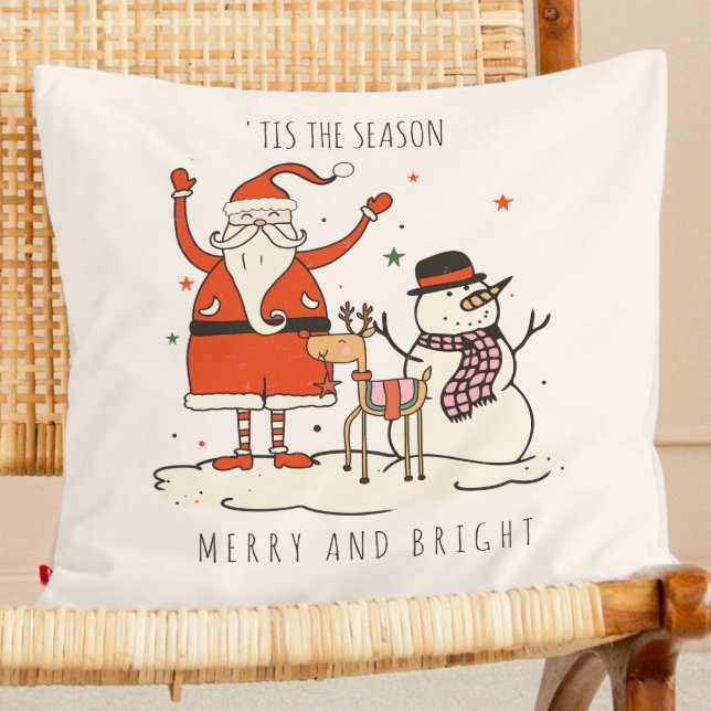 Custom Santa Snowman Reindeer Star Christmas Hygge Throw Pillow (Creator Uploaded)