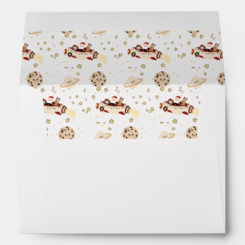Custom Santa Spaceship Christmas Envelope