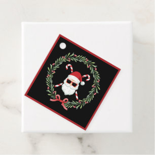 Custom Santa with Wreath and Candy Canes Favor Tag
