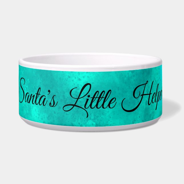 Custom Santa's Bottle Helper Green  Pet Bowl (Front)