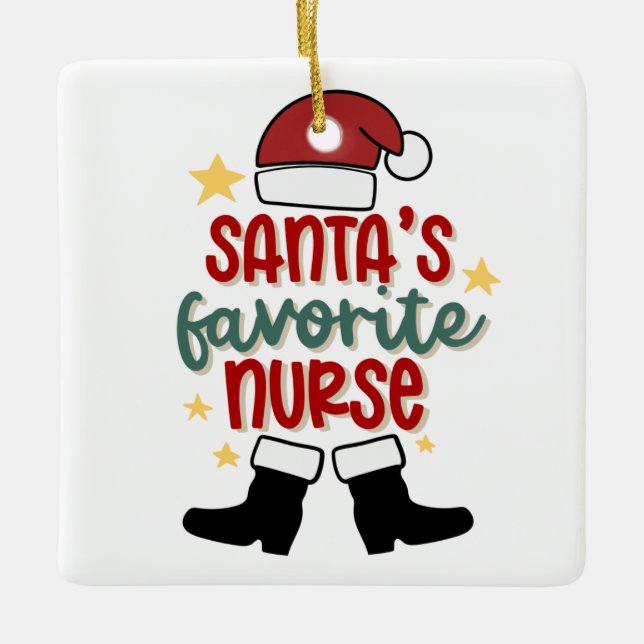 Custom Santa's Favorite Nurse Ornament (Front)