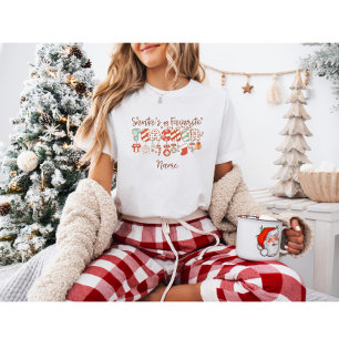 Custom Santa's Favorite Teacher Retro Christmas T-Shirt