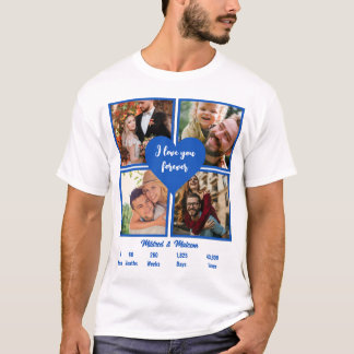 Custom Sapphire 5th Anniversary 4 Photo Collage T-Shirt