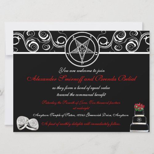 Custom Satanic Wedding Invitations