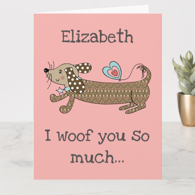 Custom Sausage Dog Dachshund Valentine's Day Card (Small Plant)