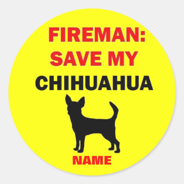 Custom Save My Chihuahua Classic Round Sticker (Front)