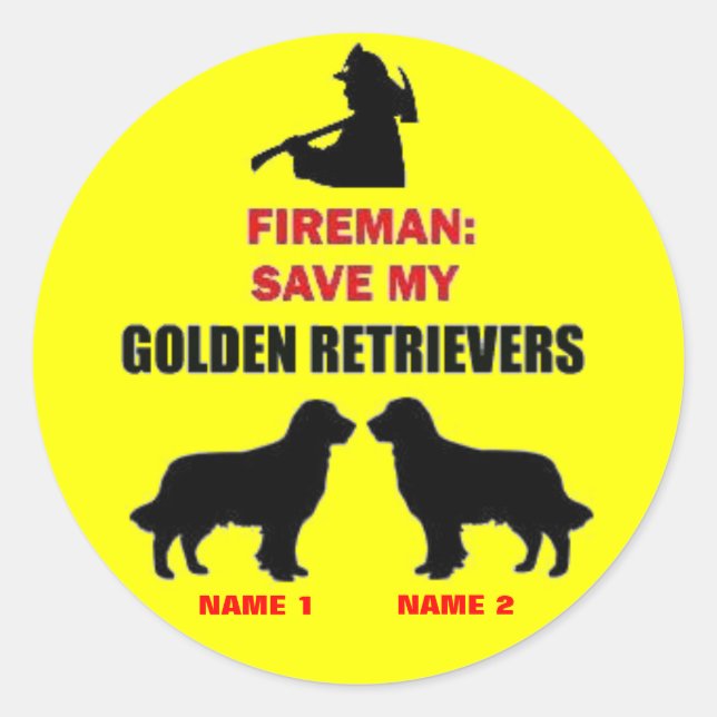 Custom Save My Golden Retrievers Classic Round Sticker (Front)