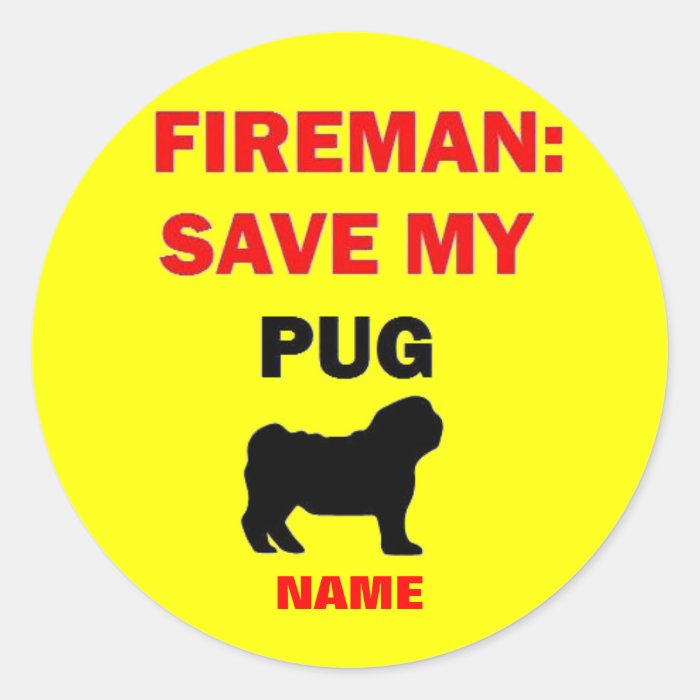 Custom Save My Pug Round Stickers