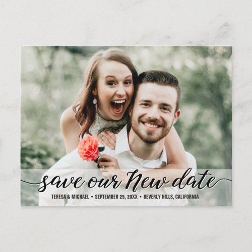 Custom Save our New Date wedding Postponement Postcard