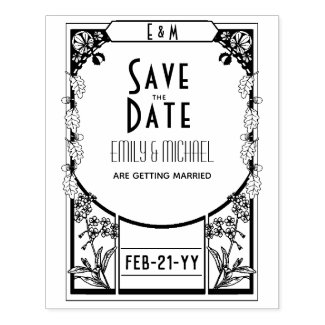 Custom Save the Date ART DECO Ornamental Vintage Rubber Stamp