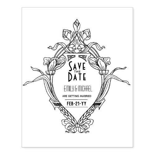 Custom Save the Date ART DECO Vintage Rubber Stamp
