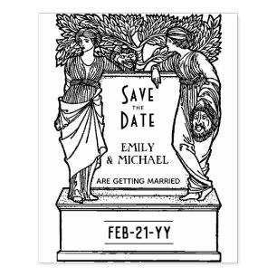 Custom Save the Date ART Noveau Deco Vintage Rubber Stamp
