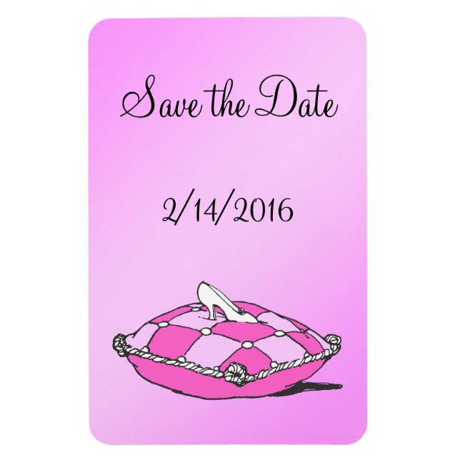 Custom Save the Date Cinderella Slipper Pink Magne Magnet (Vertical)