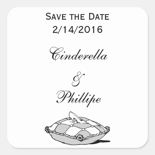 Custom Save the Date Cinderella Slipper Stickers (Front)