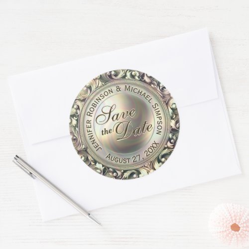 Custom Save the Date Gold Glam Seal