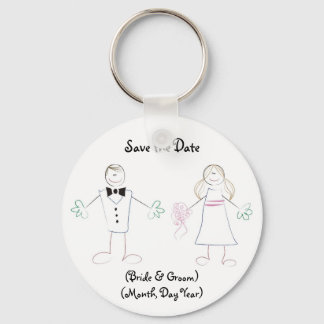 Custom Save the Date Keychain- Cartoon Couple Keychain