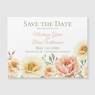 Custom Save The Date Magnet - Watercolor Flowers
