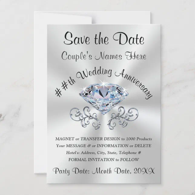Custom Save the Date Stunning Diamond Invitation Zazzle