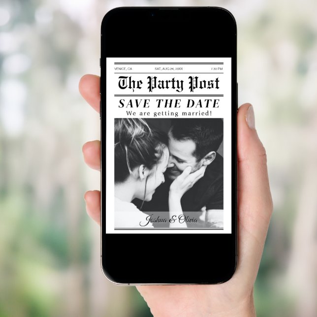 Custom Save the Date Newspaper Magazine Cover Invitation (Front Digital)