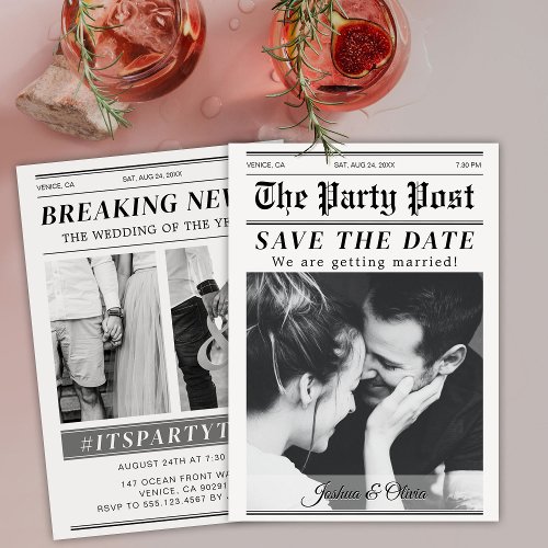 Custom Save the Date Newspaper Magazine Cover Invitation