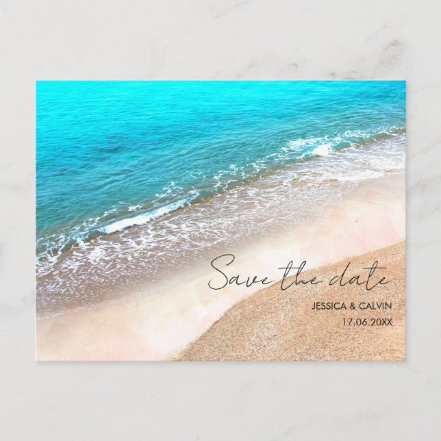 Custom Save The Date Postcard Beach Wedding (Front)