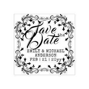 Custom Save the Date Stamp Handwritten Ornate 2
