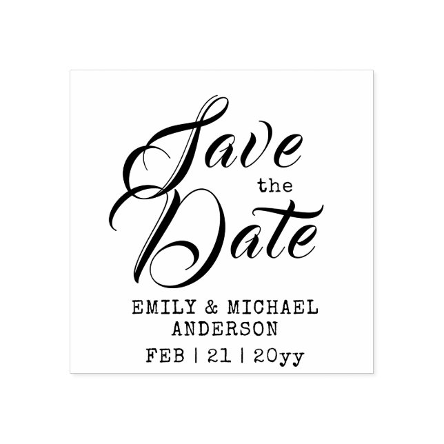Custom Save the Date Stamp Handwritten Style 2 (Imprint)