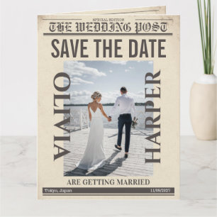 Custom “Save the Date” Vintage  Newspaper Wedding Card