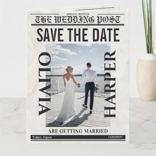 Custom “Save the Date” Vintage Weddign Newspaper Card