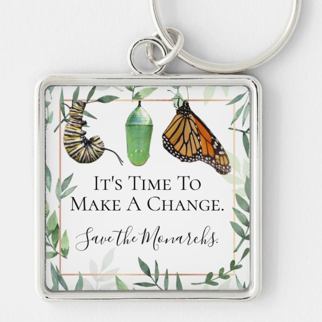 Custom Save the Monarchs Butterfly Conservation Keychain (Front)