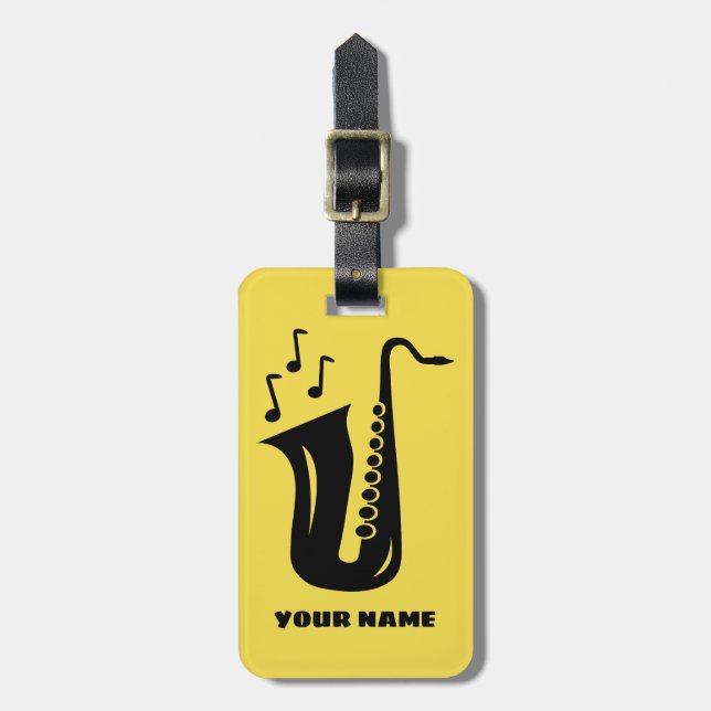 Custom saxophone logo travel luggage tags (Front Vertical)