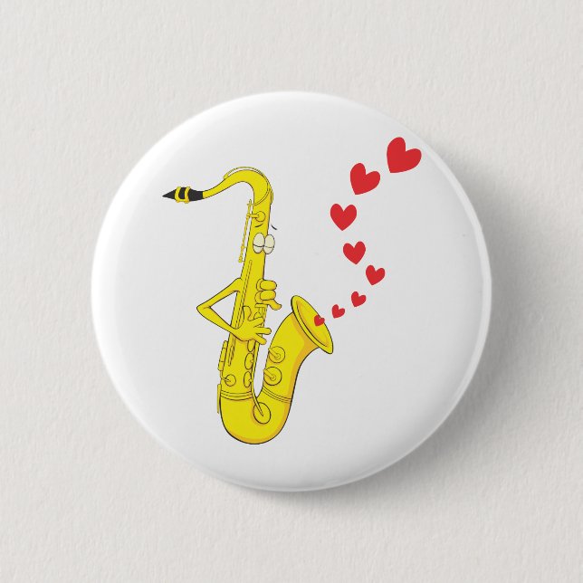 Custom Saxophone Serenading Love Button (Front)