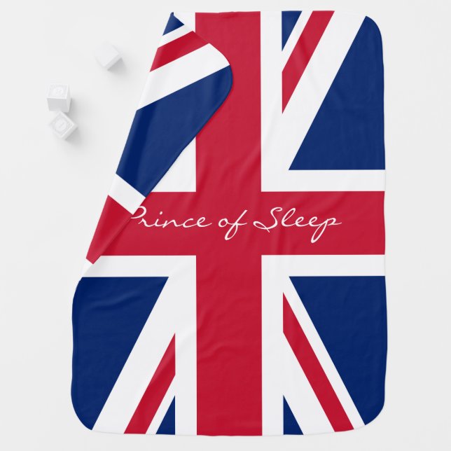 Custom Saying Prince of Sleep English Flag Baby Blanket (In Situ)