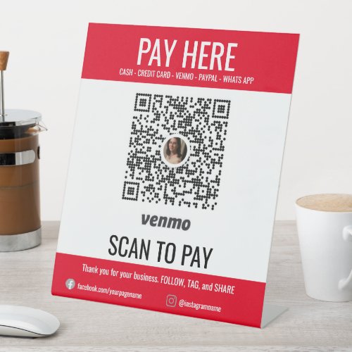 Custom Scan to Pay Business QR Code Venmo Pay Here Pedestal Sign