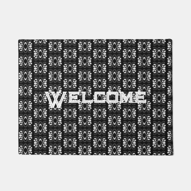 Custom Scandinavian Black and White Modern Design  Doormat (Front)