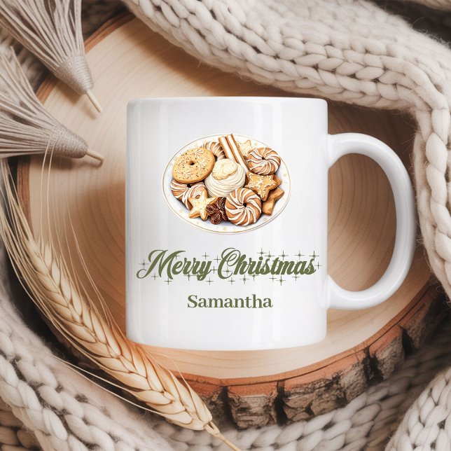 Custom Scandinavian Holiday Mug with Name (Personalized Earthy Christmas Coffee Mug)