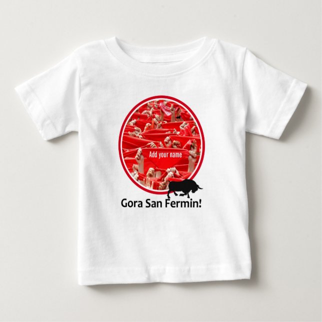 Custom scarf, San Fermin encierro, bull run logo, Baby T-Shirt (Front)