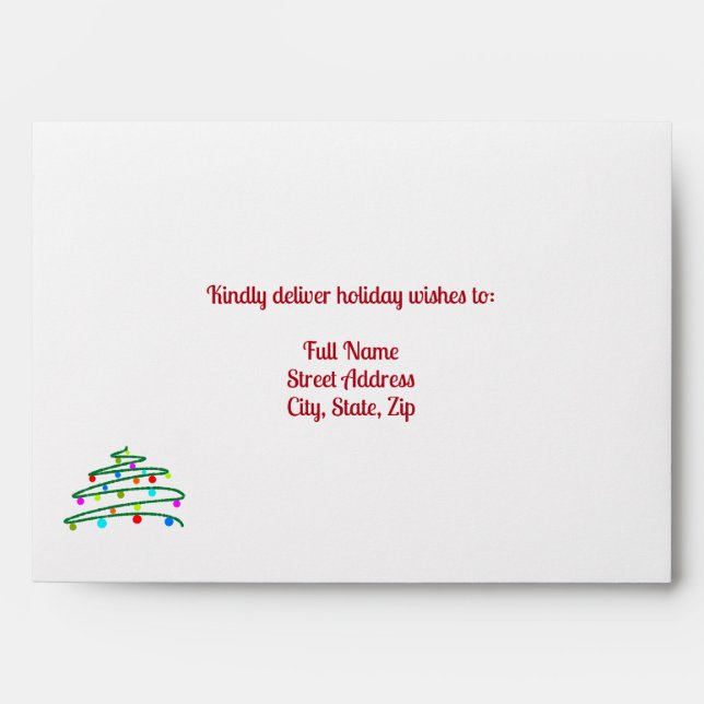 Custom Scarlet Red and Christmas Tree Envelope (Front)