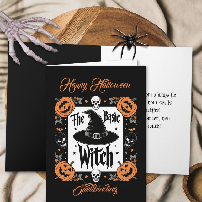 Custom Scary Pumpkin Spooky Basic Witch Halloween Card (Creator Uploaded)