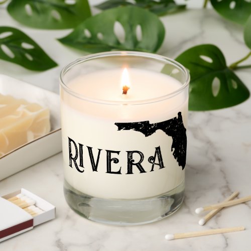 Custom scented candle with faded Florida state map