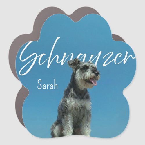 Custom Schnauzer Dog Photo Blue Sky Car Magnet