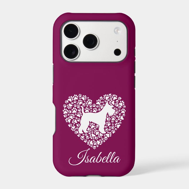 Custom Schnauzer Heart Paws Print - Dog Lover iPhone Case (Back)