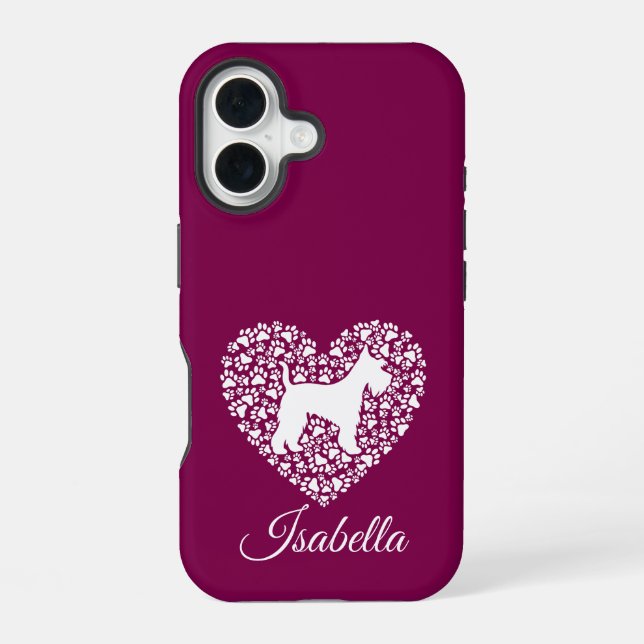 Custom Schnauzer Heart Paws Print - Dog Lover iPhone Case (Back)