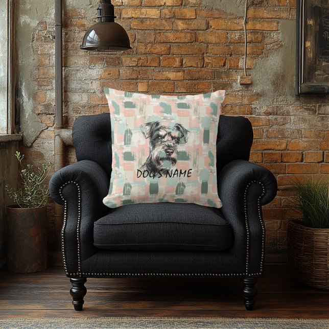 Custom Schnauzer Portrait Pillow Abstract Pattern (Creator Uploaded)