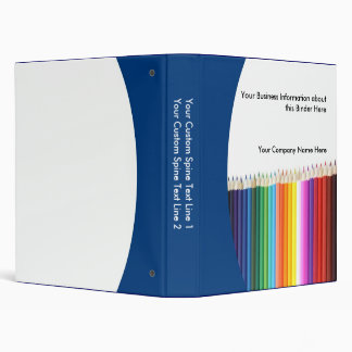 Custom School Binder, Colored Pencils 3 Ring Binder